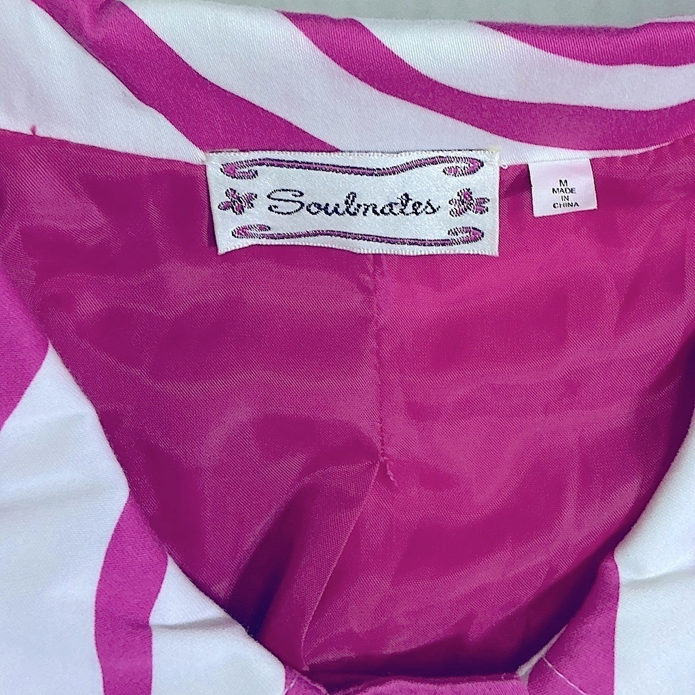 Soulmates Jacket Zebra Animal Print Coat Lined Button Up Barbie Pink White M JR - Picture 3 of 16